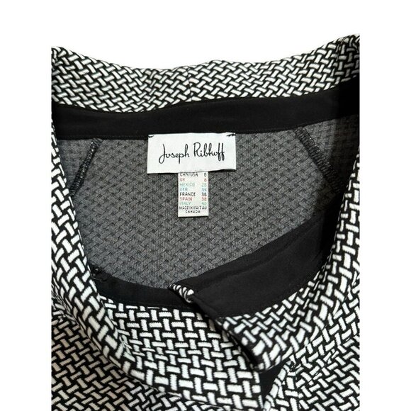 Joseph Ribkoff Sz 6 Jacket Blazer Coat Black White Boho Office Retro Designer - Picture 8 of 12